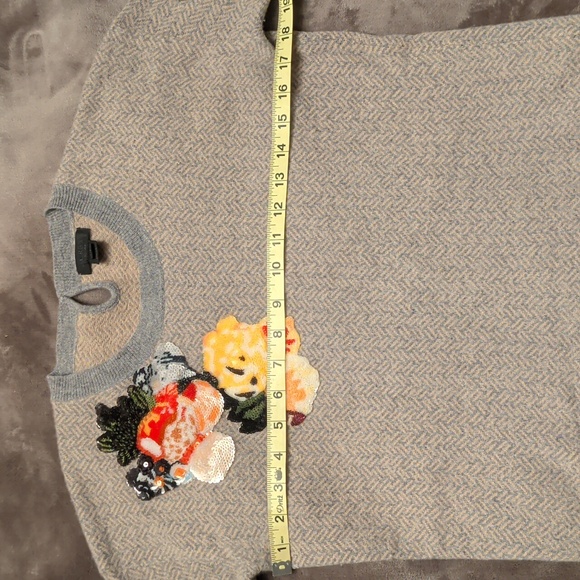 J Crew Collection | Embroidered Herringbone Cashmere Wool Sweater - Sz XS - Picture 11 of 12